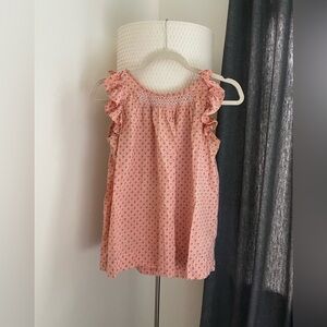 Steven Alan printed pink top with flutter sleeves (size P)